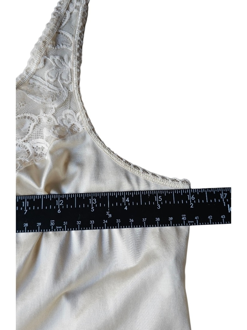Vintage Bali Cream Lace Full Slip Size 36 Nylon Lingerie Midi Nightgown - Picture 7 of 8